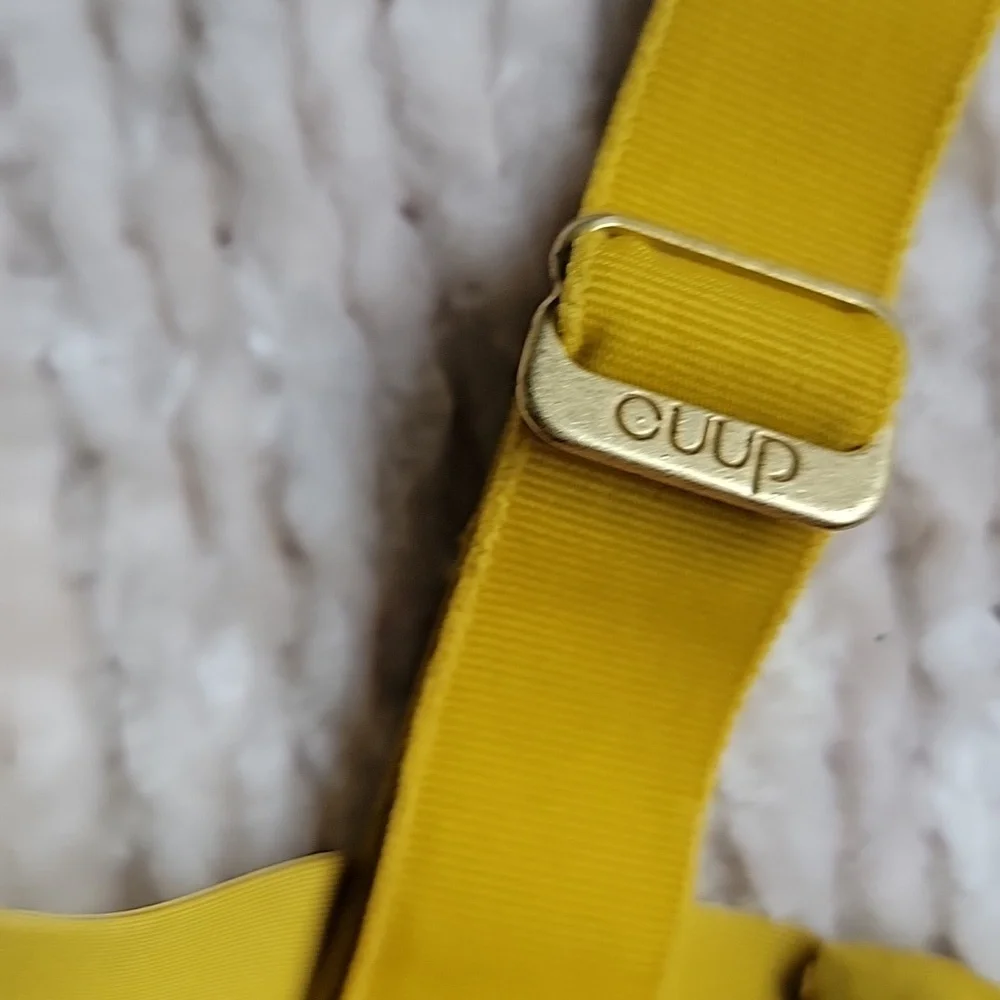 💗  CUUP The Plunge Mesh Underwire UW Bra Yellow Sun 34F 34DDD New - Picture 6 of 10
